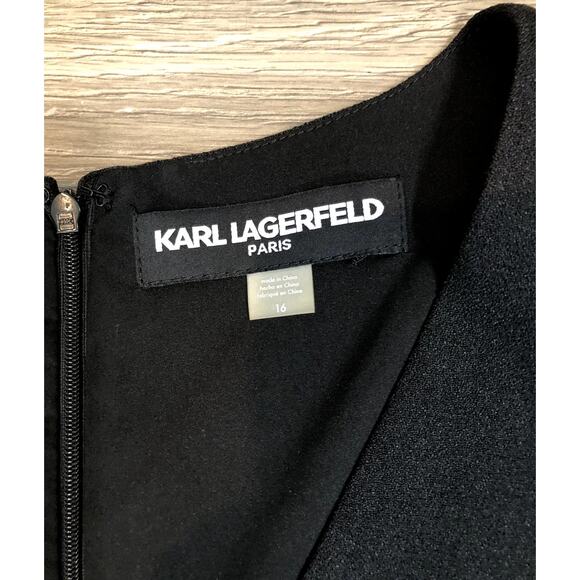 Karl Lagerfeld Paris Womens Black V-Neck Jumpsuit  Size 16 -NWT - Picture 9 of 11